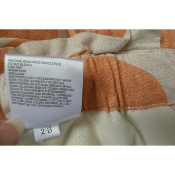 Marimekko Uniqlo Linen Blend Polka Dot Shorts Waist 30-31 Tie Orange Loose Fit - Picture 8 of 9